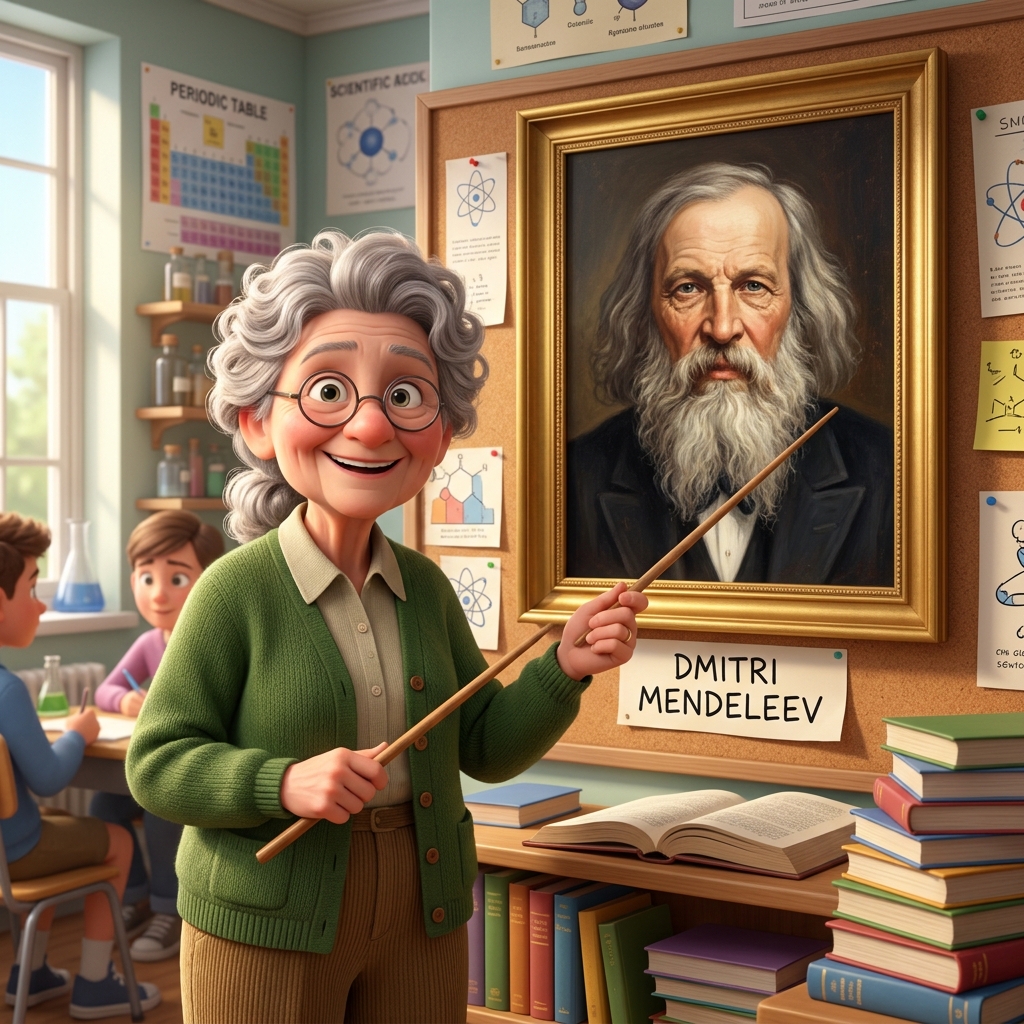 Profesor Drobina uczy o Mendelejewie